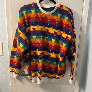 Vintage Cheer Themed Colorful Sweater Size L/XL